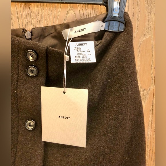 WConcept Anedit Wool Blend Front-Buttoned Midi Skirt - Picture 3 of 3